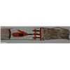 Image 1 : Beaded Indian pipe bag approx. 36” long and  approx. 5” wide with beaded panel covering  approx. 12”