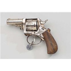 “British Bull Dog”-marked DA revolver, period  engraved, .44 cal., 2-1/2” barrel, nickel  finish, ch