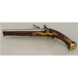 American Curly & Stripped maple stocked  Flintlock pistol with English style brass  mounts and perio