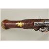 Image 5 : American Curly & Stripped maple stocked  Flintlock pistol with English style brass  mounts and perio