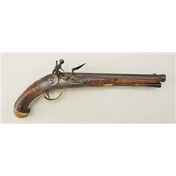 Germanic Flintlock pistol, circa 1700-1750  with ornate cast brass mounts that are gold  gilted and 