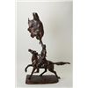 Image 1 : Older restrike of Frederic Remington’s bronze  showing Indian signaling with hide. The  bronze measu