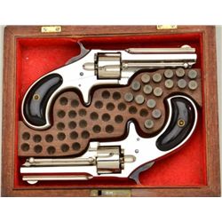 Cased pair of Remington-Smoot New Model No. 1  spur trigger revolvers, .30 cal., 2-13/16”  barrels, 