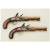 Image 5 : Pair of English Flintlock pistols in their  original case by Gill & Parker showing brass  barrels an