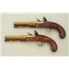 Image 6 : Pair of English Flintlock pistols in their  original case by Gill & Parker showing brass  barrels an