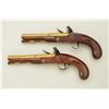 Image 7 : Pair of English Flintlock pistols in their  original case by Gill & Parker showing brass  barrels an