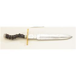 Exhibition style spear point Bowie knife  marked “Marsh & Bro. & Co., Sheffield”  measuring 16” over