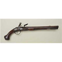 Early 18th century Flintlock Horseman's size  pistol of central European mfg. with iron  mounts, pie