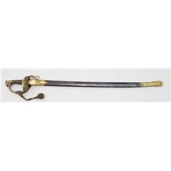 1850’s style U.S. Officers sword with  Clauberg blade and fancy mounts; scabbard  period script insc