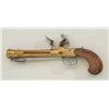 Image 2 : French style brass Blunderbuss pistol with  under mounted spring bayonet and center  hammer Flintloc