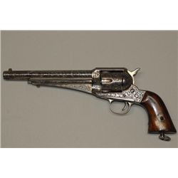 Engraved Remington Model 1875 Single Action  Army revolver, .44 cal., 7-1/2” round barrel,  nickel f