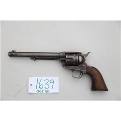 Colt SAA revolver, .45 cal., 7-1/2” barrel,  nickel finish, wood grips, #39393. This gun  is in over