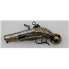 Image 1 : Miquelet flintlock ball butt pocket size  pistol with ornate pierced brass inlay circa  17th century