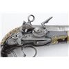 Image 5 : Miquelet flintlock ball butt pocket size  pistol with ornate pierced brass inlay circa  17th century