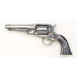 Remington New Model Police Conversion to 38  rim fire caliber blued finish, varnished wood  grips, s