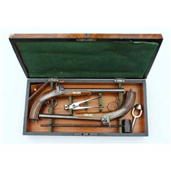 Pair of high quality European percussion  target pistols marked “Tambor” on barrels  with scarce dou