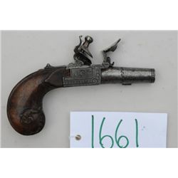 Flintlock center hammer muff size pistol  signed Manufre. A Versaille with Napoleanic  era styling m