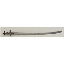 Indian Tulwar sword with finely chiseled  steel hilt in floral design and marked blade  circa 19th c