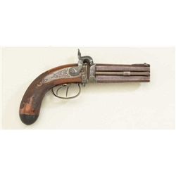 High quality O/U percussion pocket pistol  signed “I. AD. Kuchenreuter in Regensburg”;  circa about 