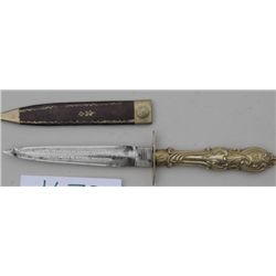 Exceptional cutlery handled Bowie knife  marked “Slater Bros., Sheffield” and etched  “Never Draw Me