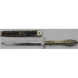 Cutlery gripped dirk with blade marked  “Alexander” and showing N.Y. and Shield  stamped on reverse;
