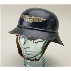 German nazi era helmet with Luftschutz decal  in good condition with 50-70% original dark  blue pain