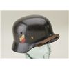 Image 3 : German WW II nazi era helmet showing dual  decals and original liner and strap. The left  side shows