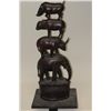 Image 1 : Authentic African carving of stacked animals  measuring approx. 30-1/2” in height mounted  on base w