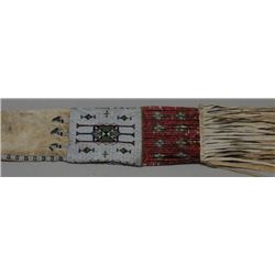 Impressive beaded and quilled Indian pipe bag  approx. 36” overall and approx. 8” wide in  overall v