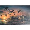 Image 1 : Professionally framed and matted limited  edition (740/960) color print entitled  “Sundown” by noted