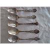 Image 1 : (5) Solid Silver Collector's Spoons to include: a) Embossed flowered handle-etched "Harrisville, N.Y