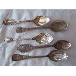 (5) Small Collector's Spoons to include: a) Embossed handle, etched "Ocean Grove, N.J." Marked Sterl