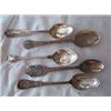 Image 1 : (5) Small Collector's Spoons to include: a) Embossed handle, etched "Ocean Grove, N.J." Marked Sterl