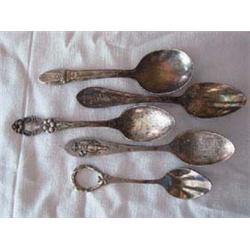 (5) Collector's Spoons to include: a) Embossed view "Pilgrim" handle embossed view "John Hancock Hou