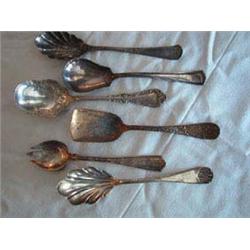 (6) Collectable Spoons to include: a) Embossed handle and base, marked Pat. June 8, 97, Rogers AA. 5