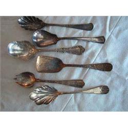 (6) Collectable Spoons to include: a) Embossed handle and base, marked Pat. June 8, 97, Rogers AA. 5