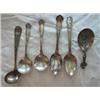 Image 1 : (6) Collectable spoons to include: a) Monk spoon embossed handle w/2 children, embossed ladle type e