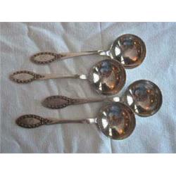 (4) Alvin Sterling soup Spoons-Engraved with the letter "B"-5" Lgth. APV $35.00-$50.00....