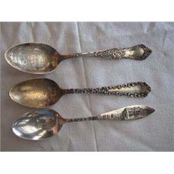 (3) Sterling Souvenir Spoons to include: a) Leonard Mfg. Co. Administration Building-5 3/4" Lgth; b)