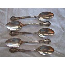 Set of (6) Sterling Teaspoons with (4) monogrammed with  G , (1) dated 1909, (1) un-monogrammed, (1)