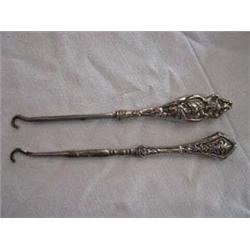 (2) Sterling Handled Button Hooks-6 1/2  Lgth. APV $20.00-$30.00....