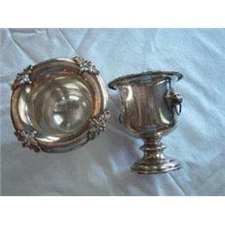 (2) Sterling Urn Shaped Toothpick Holders to include: a) Lion Heads on sides-3"tall; b) Fisher Alexa