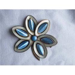 Enameled Sterling Floral Pin. Marked Norway Sterling 925S. Approximately 2 1/2" diameter. APV $20.00