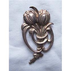 Sterling Floral Pin. Approximately 1 1/2  wide, 3  high. APV $20.00-$30.00....