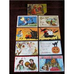 (9) Pieces Rare Halloween Post Cards-to include: a) Halloween Greetings; b) Halloween-rough hole, mi