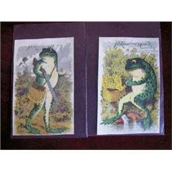 (2) Pieces-"Larkin Soap" Victorian Trading (Advertising) Cards featuring full colored Frog-Hunting a