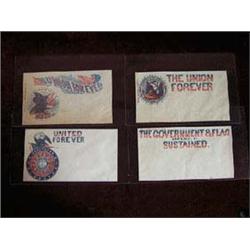 (4) Pieces-Red, White, & Blue "Civil War" Patriotic Envelopes-"Union Forever", "United Forever", "Th