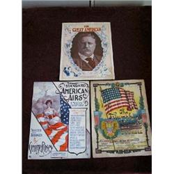 (3) Pieces of Patriotic Sheet Music to include: a) The Triumphant banner-March two-step by E.T. Paul