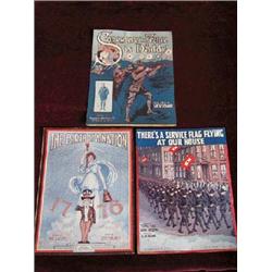 (3) Pieces of Patriotic Sheet Music to include: a) The Birth of a Nation 1776-by Thos. Allen and Jos