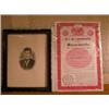 Image 1 : Early photo engraving of John F. Kennedy. 8 1/2" x 11 5/8" image. 1940's wooden frame. With $1000 Co